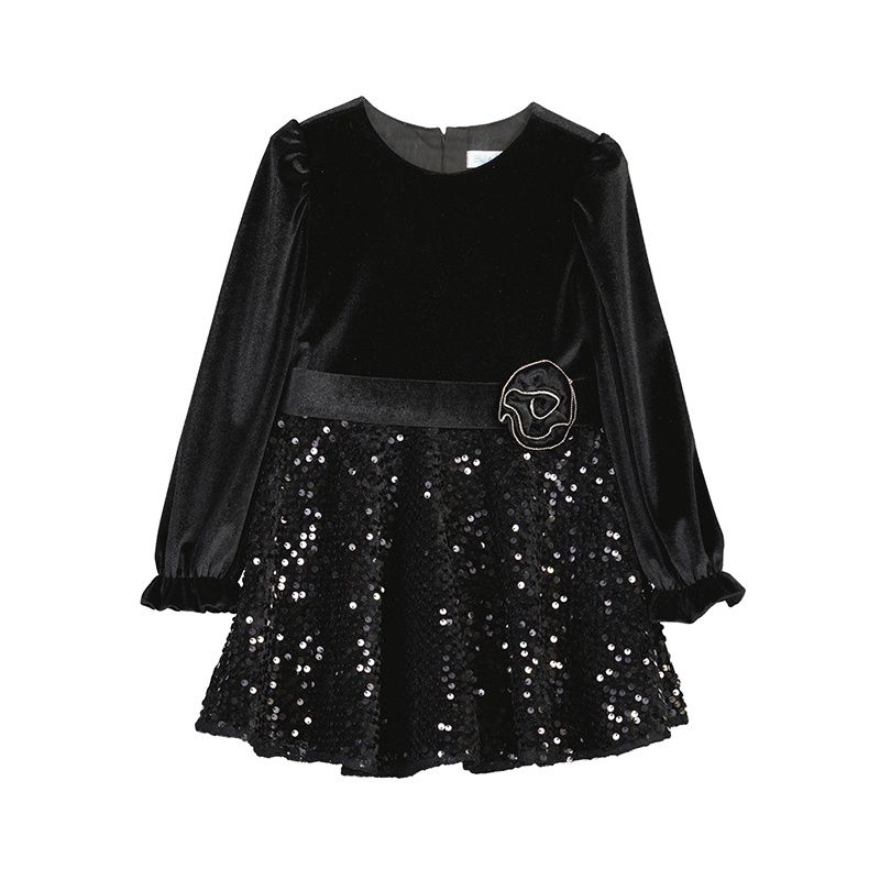 Abel &amp; Lula  Sequien velvet dress          Black      5715