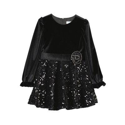 Abel &amp; Lula  Sequien velvet dress          Black      5715