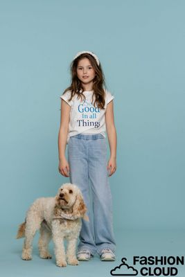 Geisha Jeans wide elastic waist  bleached denim