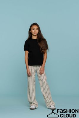 Geisha Pants stripe  sand/black