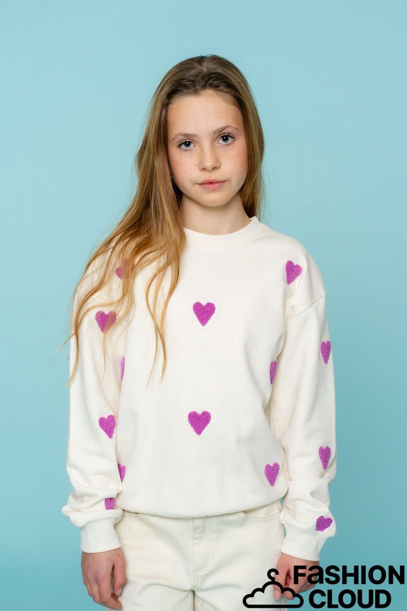 Geisha Sweater hearts terry  light sand/lavender