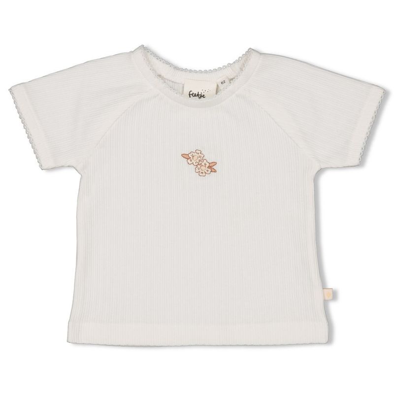Feetje T-shirt pointelle - Flower Field Wit