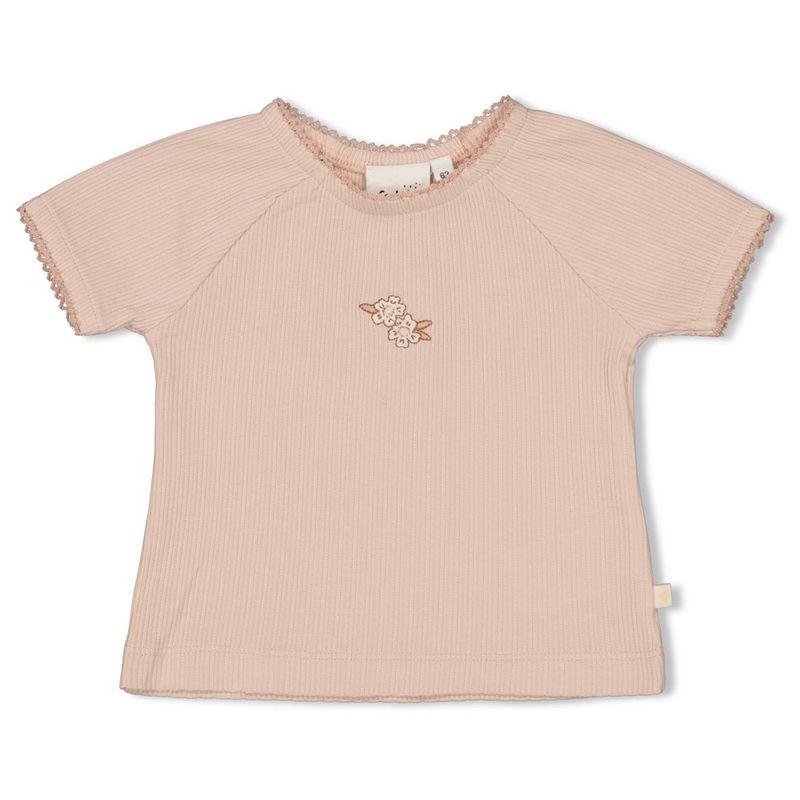 Feetje T-shirt pointelle - Flower Field Roze