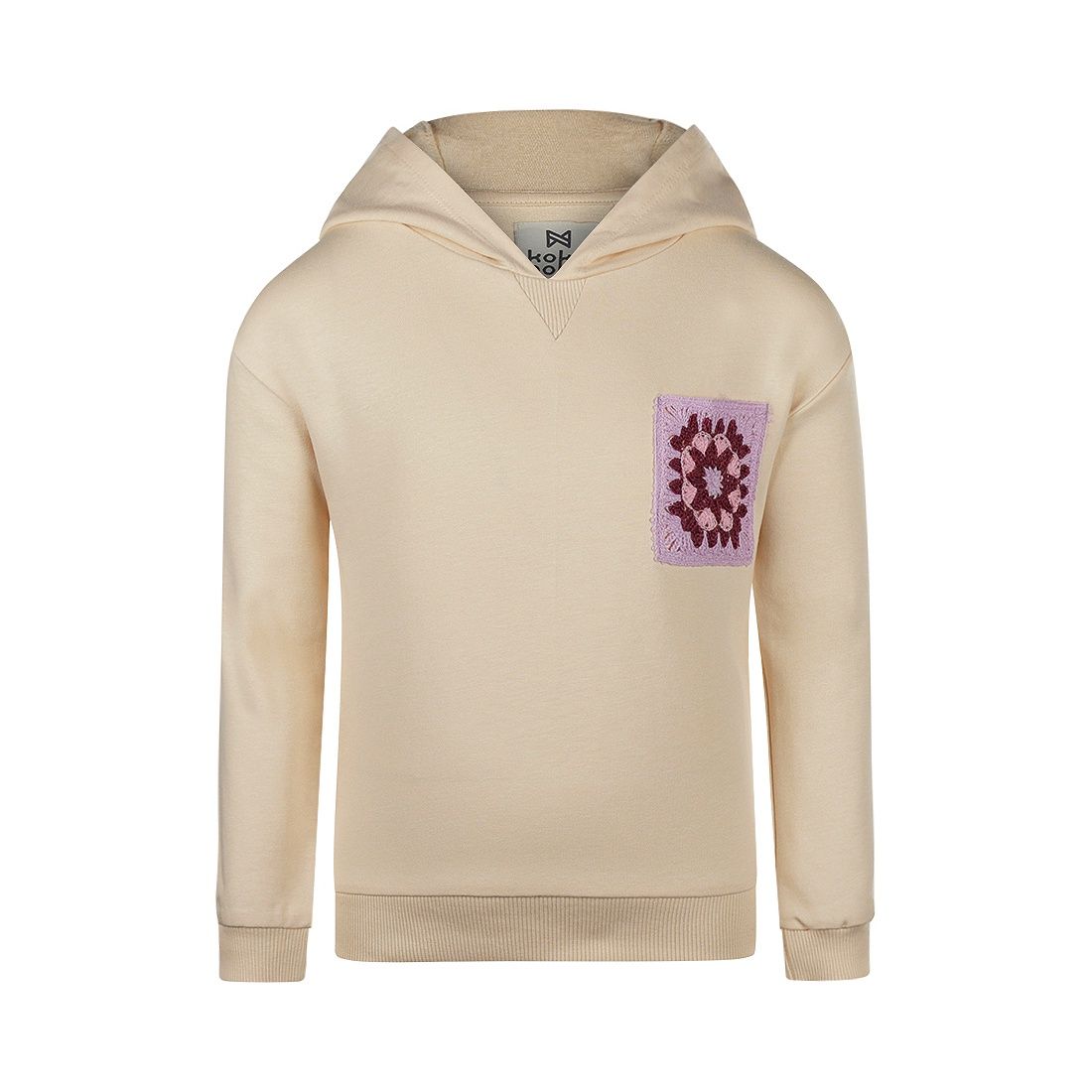 Koko Noko Sweater with hood dropped shoulder Beige P54992-37