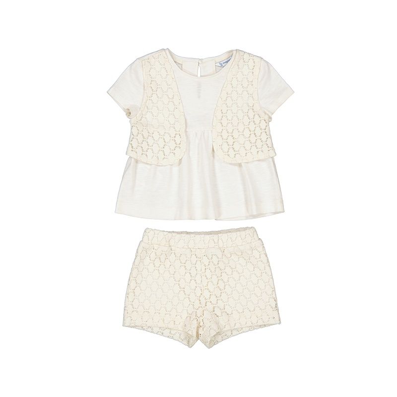 Mayoral Crochet short set             1239 Beige