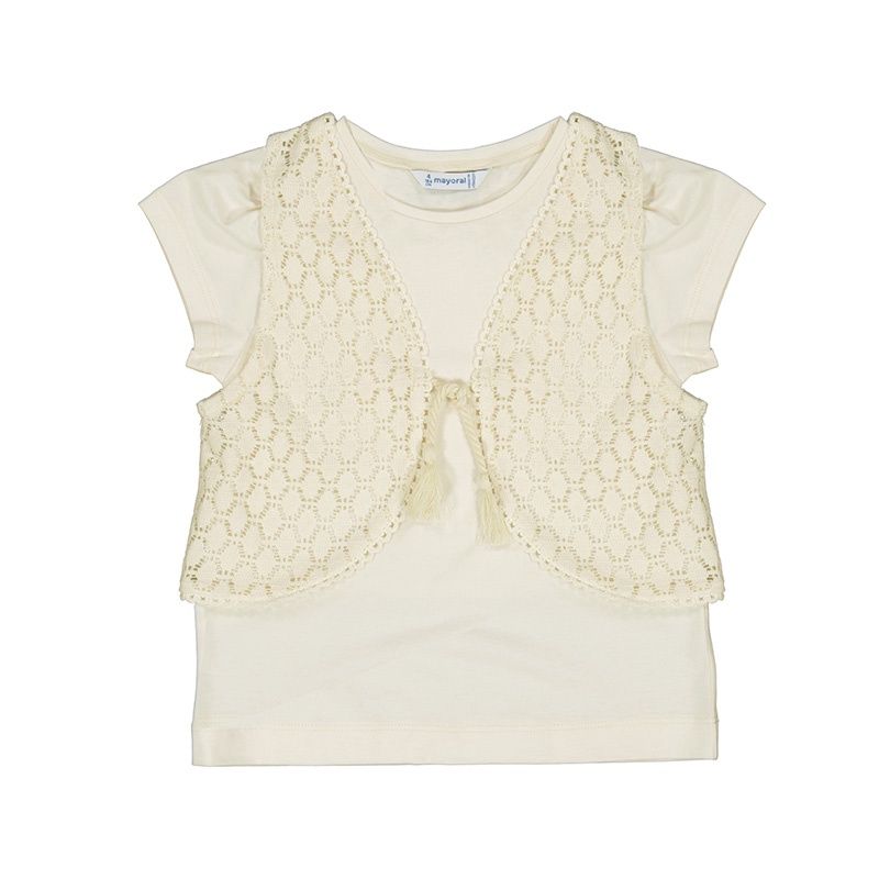 Mayoral S/s shirt w/ vest             3007 Beige