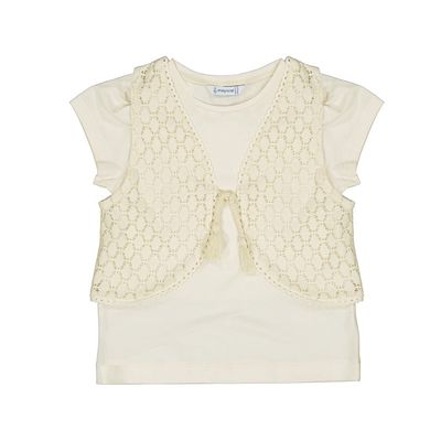 Mayoral S/s shirt w/ vest             3007 Beige