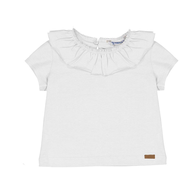 Mayoral S/s ruffled shirt             1045 Wit