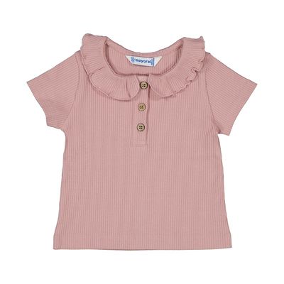 Mayoral S/s ribbed polo               1104 Roze