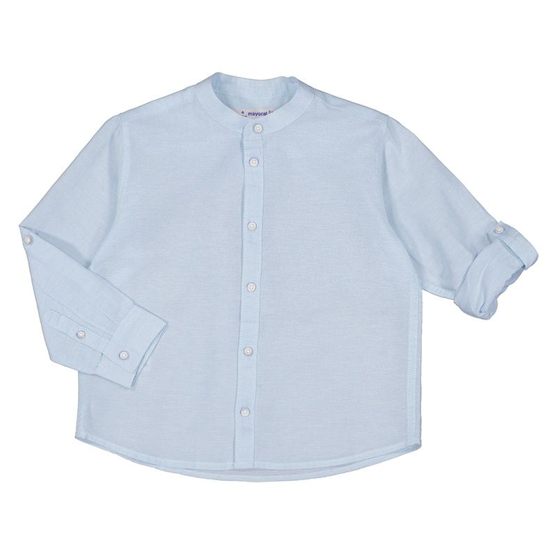 Mayoral L/s mao collar linen shirt    3119 Blauw