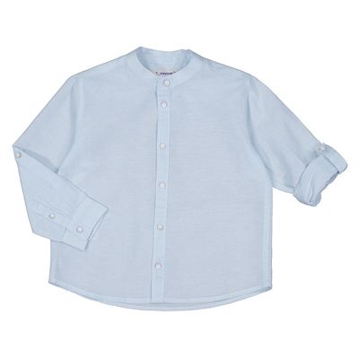 Mayoral L/s mao collar linen shirt    3119 Blauw