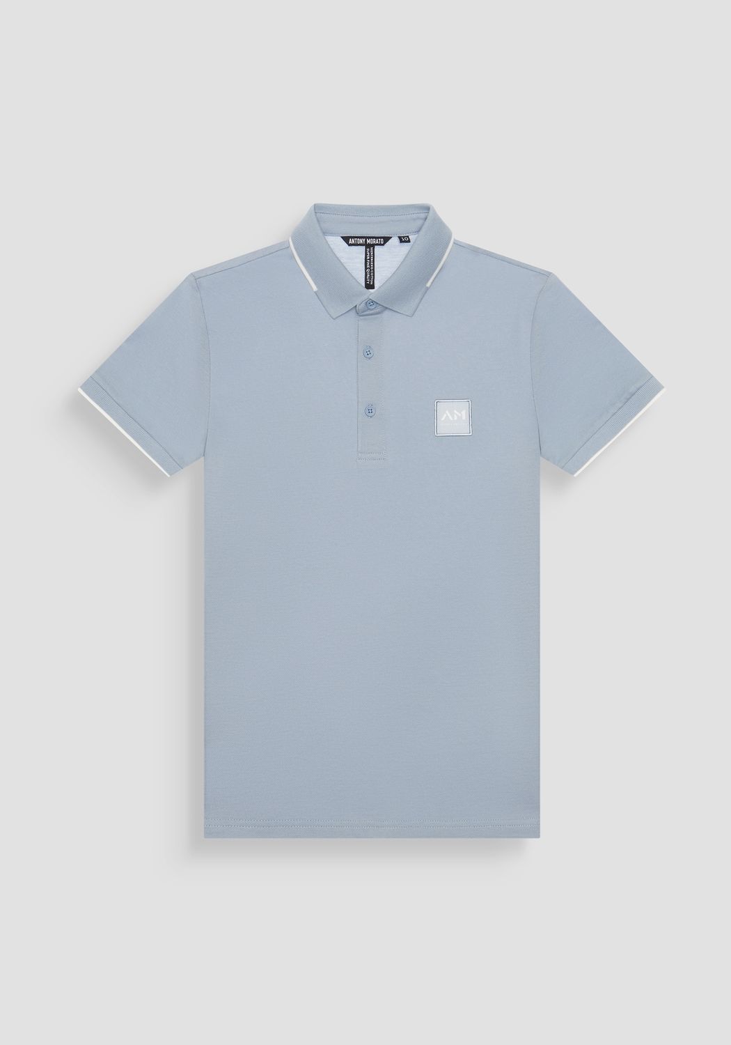 Antony Morato POLO REGULAR FIT IN MERCERIZED PIQUET COTTON FABRIC WITH WOVEN LOGO PATCH, Kleur: Blauw, Maat: 140