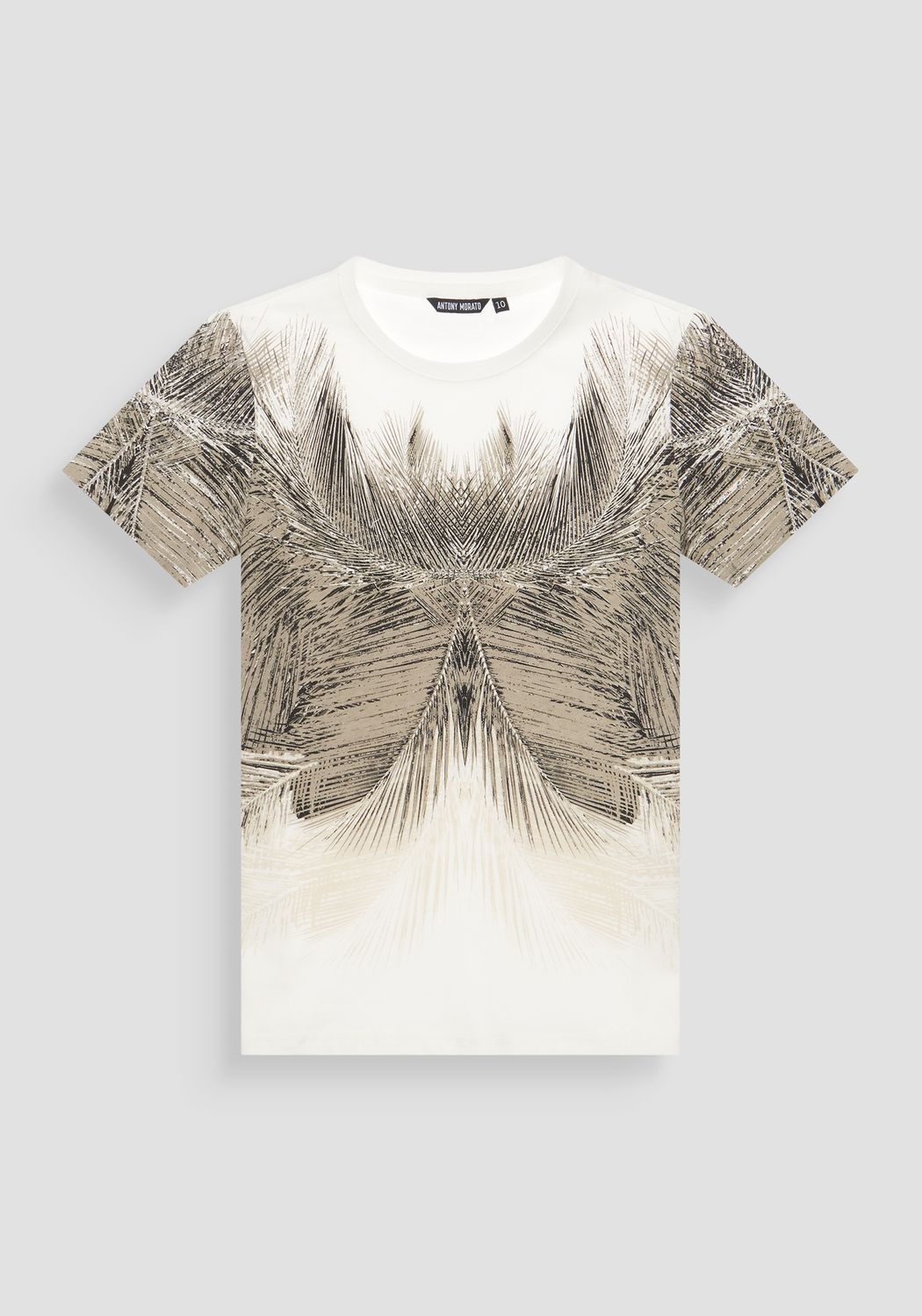 Antony Morato T-SHIRT REGULAR FIT IN JERSEY COTTON FABRIC WITH WATER PRINT AND LOGOED METAL BADGE ON BACK, Kleur: Bruin, Maat: 140