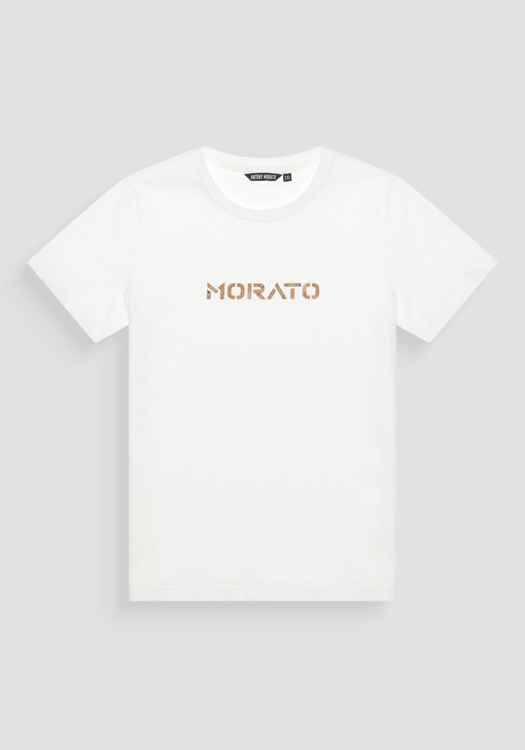 Antony Morato T-SHIRT REGULAR FIT IN JERSEY COTTON FABRIC WITH CORK LOGO PRINT, Kleur: wit, Maat: 140
