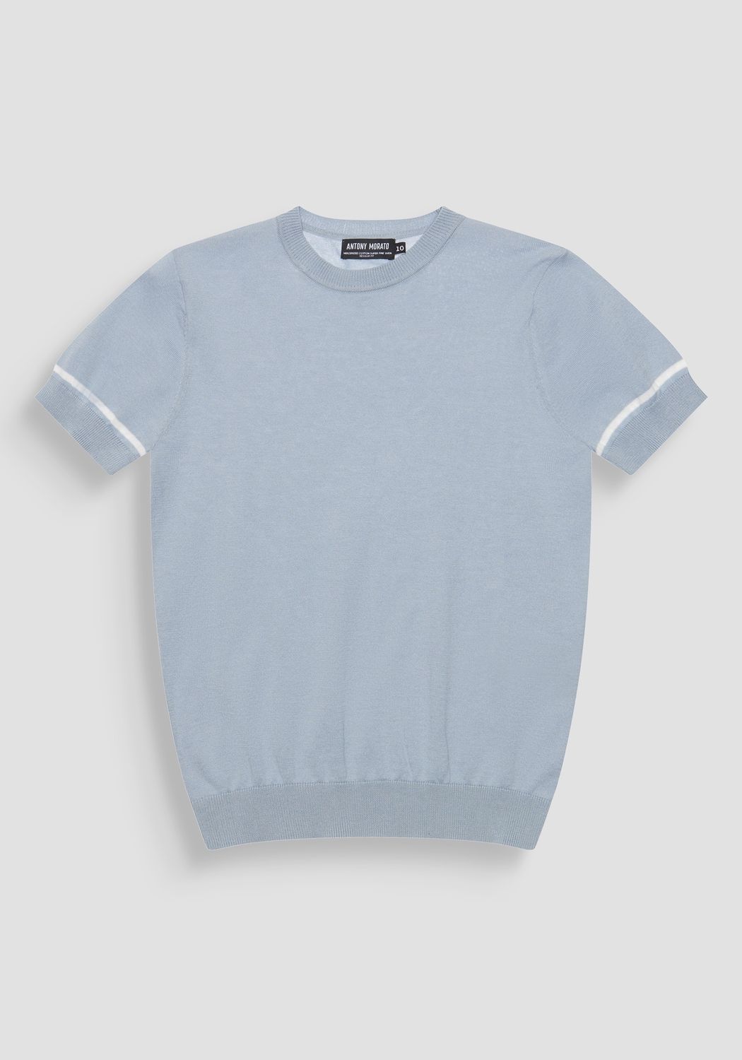 Antony Morato SWEATER REGULAR FIT IN MERCERIZED COTTON SUPER FINE YARN WITH LOGOED METAL BADGE, Kleur: Blauw, Maat: 140