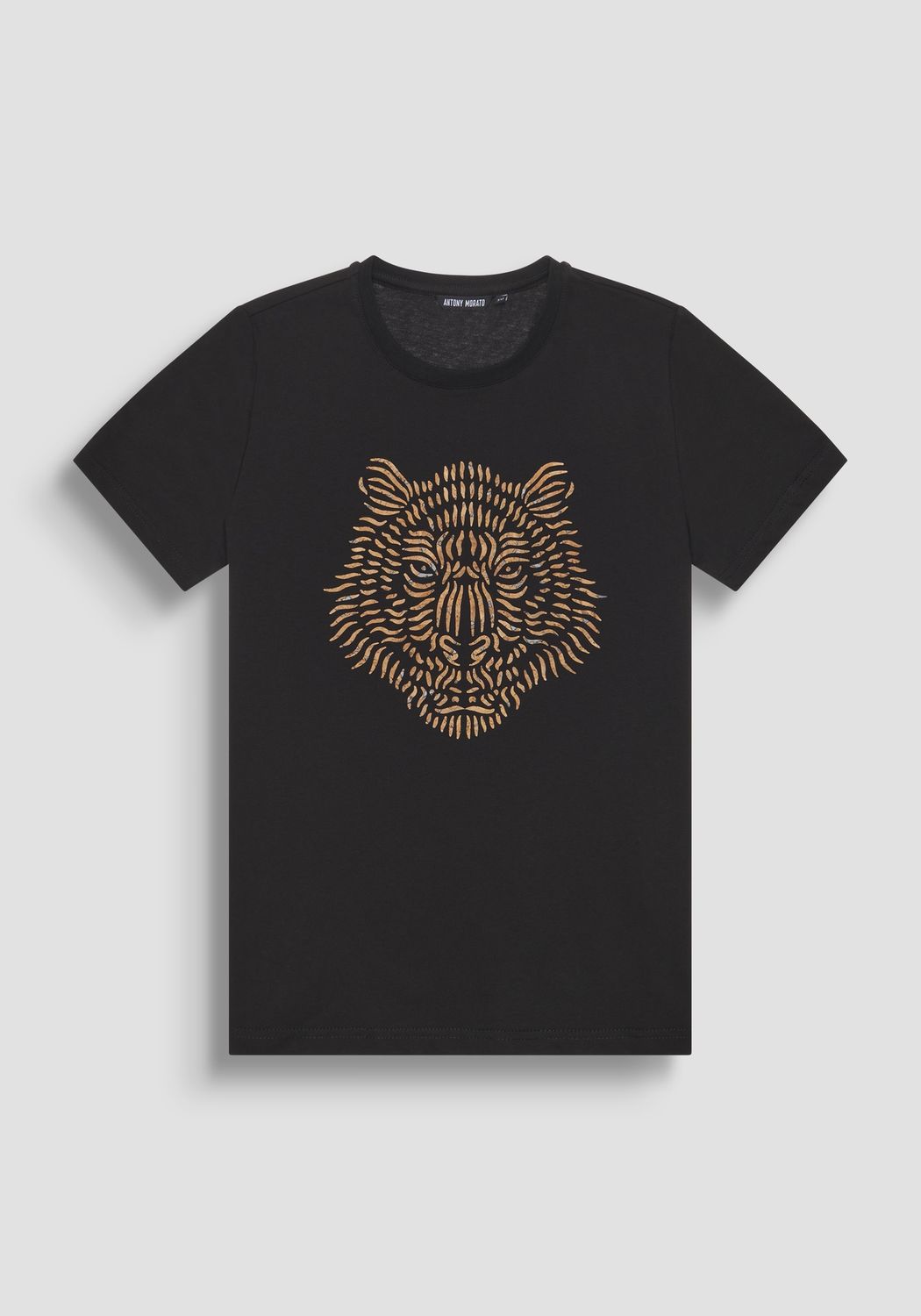 Antony Morato T-SHIRT REGULAR FIT IN JERSEY COTTON FABRIC WITH CORK TIGER PRINT, Kleur: Zwart, Maat: 140