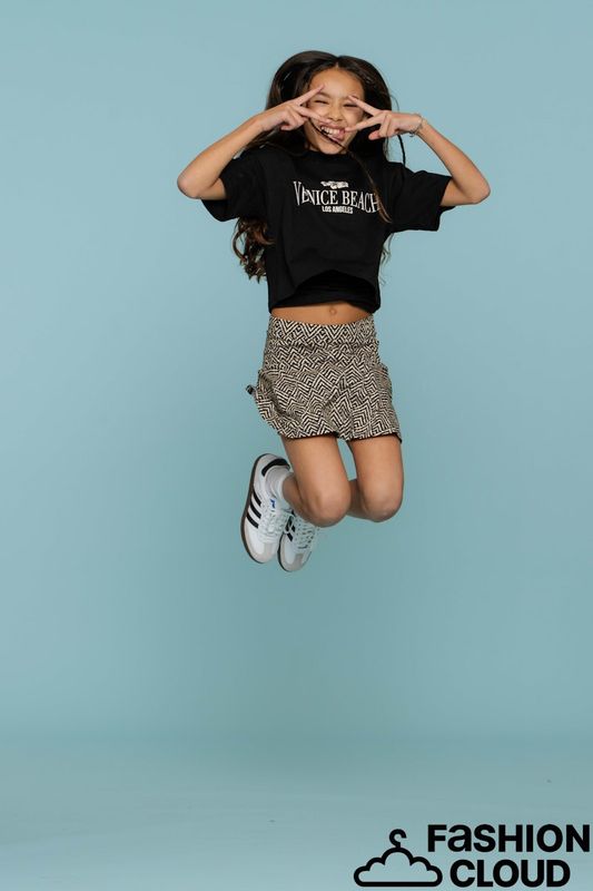 Geisha T-shirt cropped venice beach  black/off-white