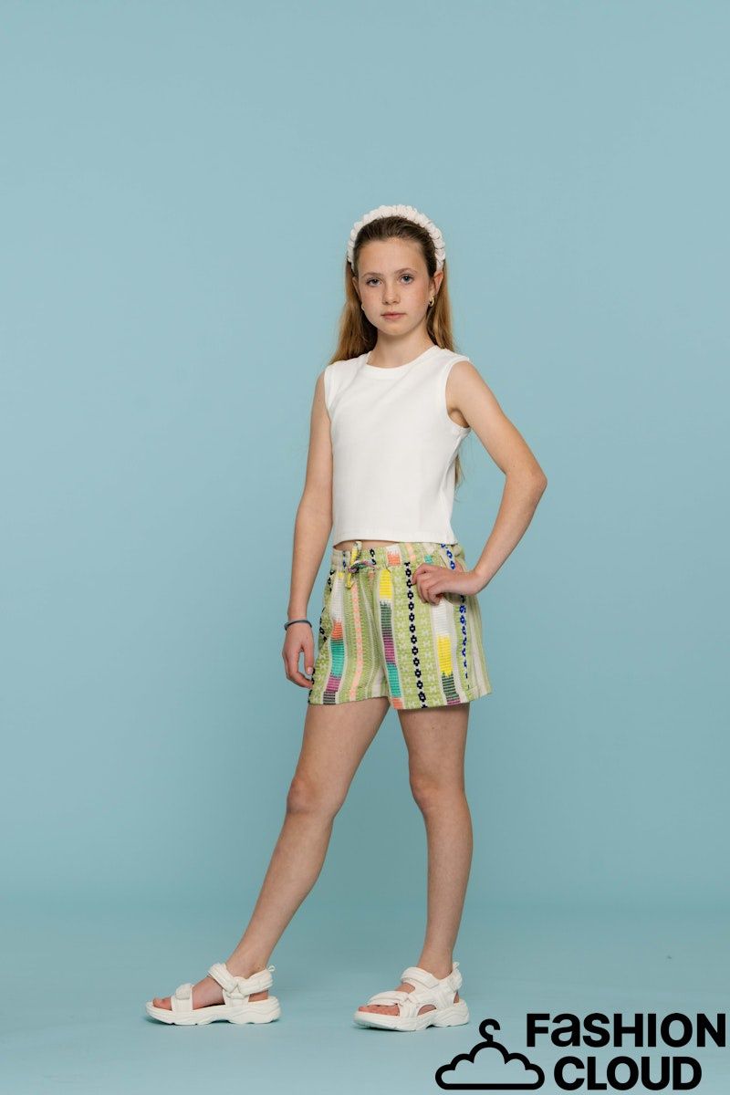 Geisha Top rib cropped sleeveless  off-white