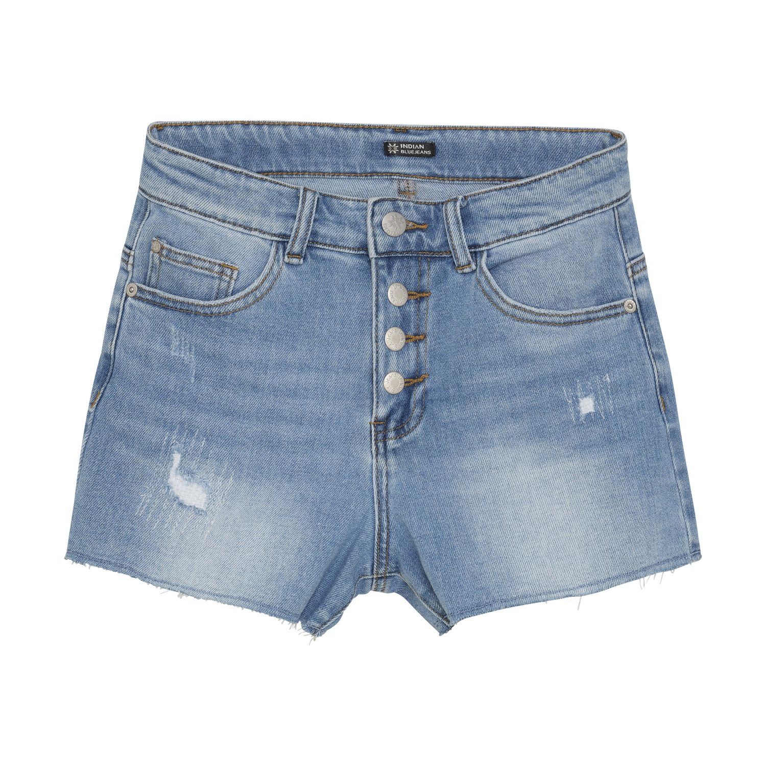 Indian Blue Jeans Wide Denim Short Damaged Light Denim Blue 970280