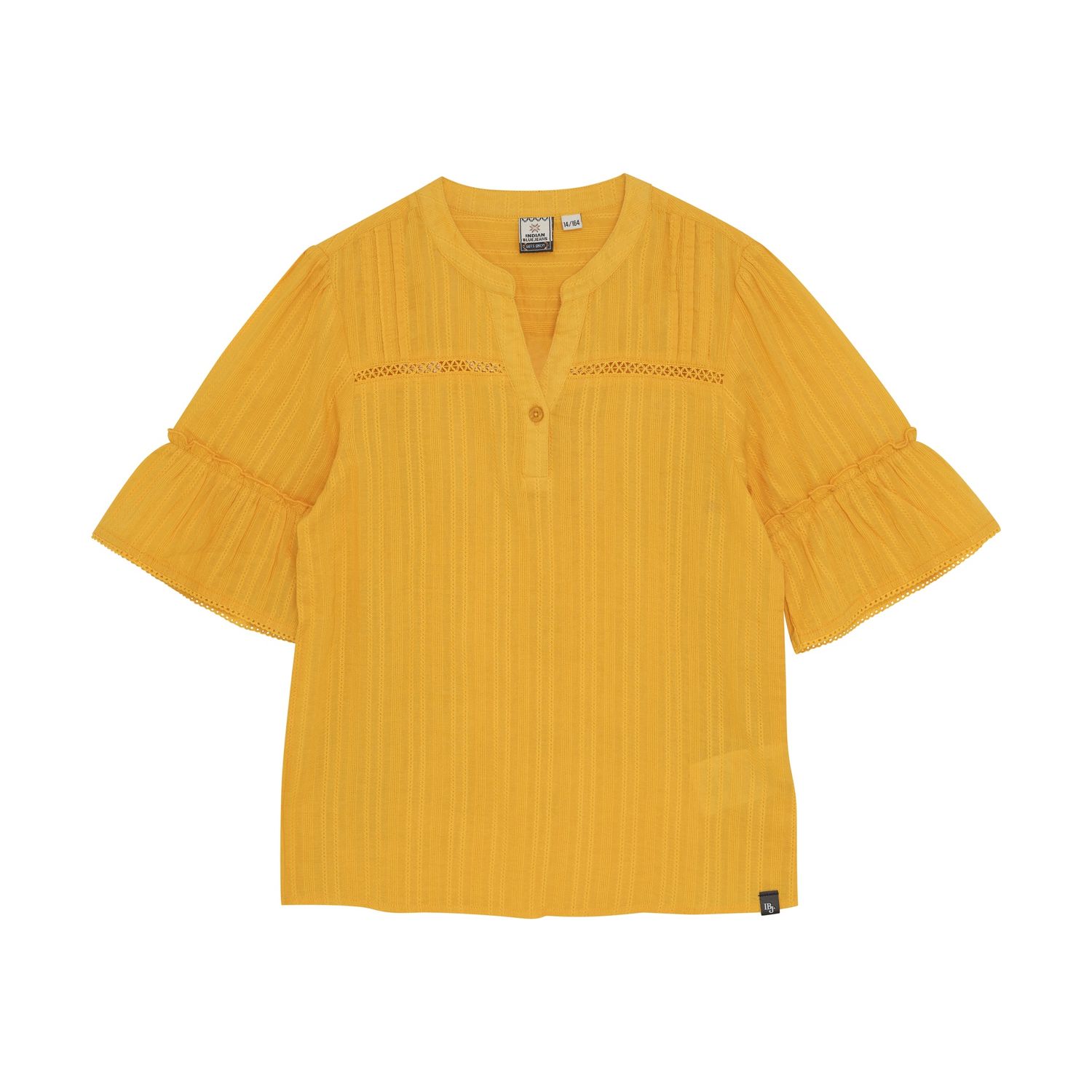Indian Blue Jeans Shirt Longsleeve Fancy Radiant Yellow 970256