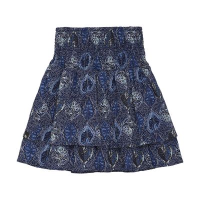 Indian Blue Jeans Skirt Ruffle Leafprint Blueprint 970210