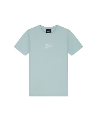 Malelions Junior Striped Signature T-Shirt Sky Blue