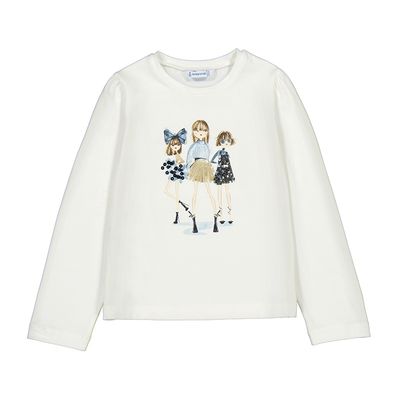Mayoral L/s shirt dress               Cream-Navy 4011