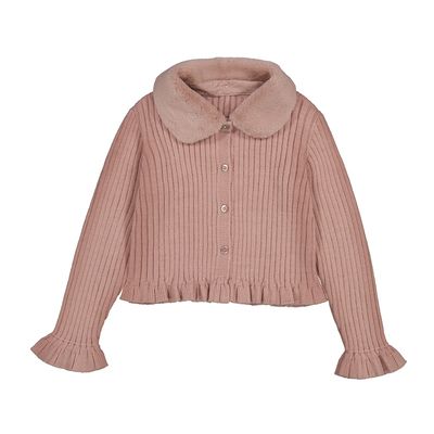 Mayoral Faux fur collar cardigan      Makeup     4311