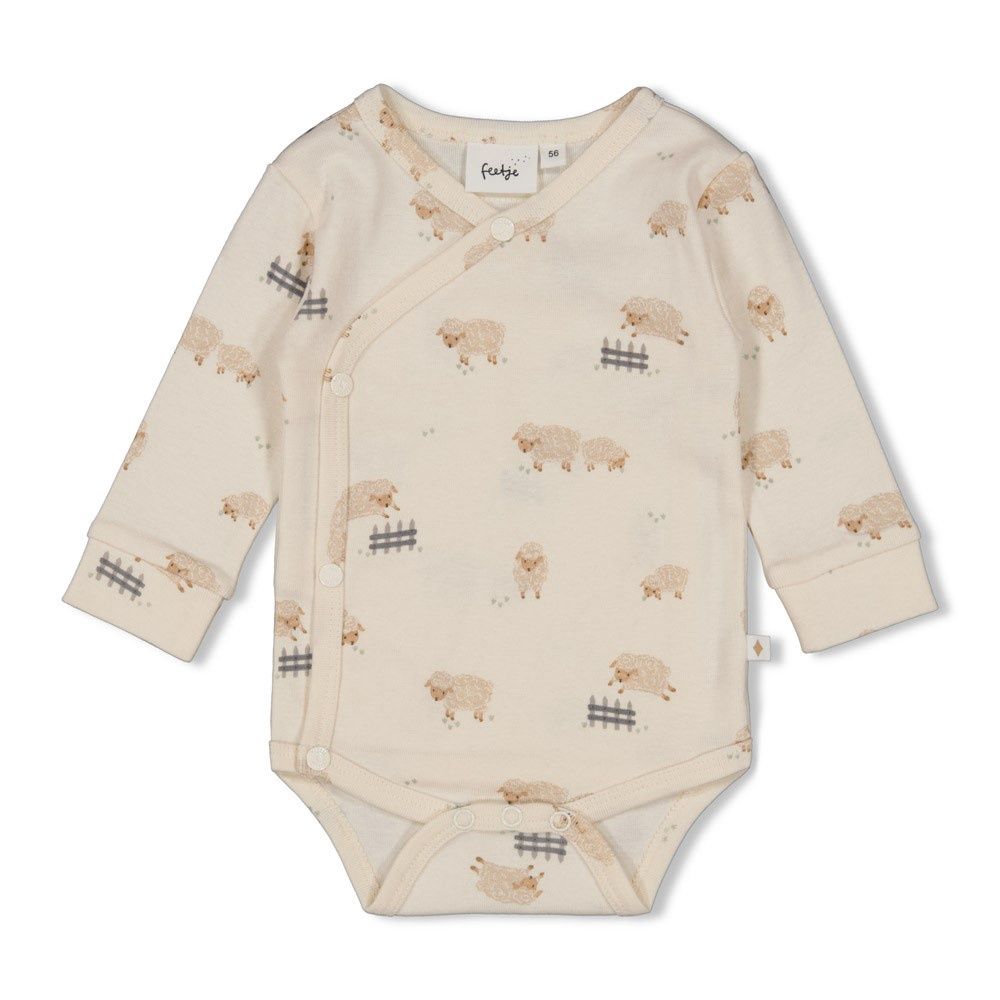 Feetje Wikkelromper AOP - Sleepy Sheepy Creme