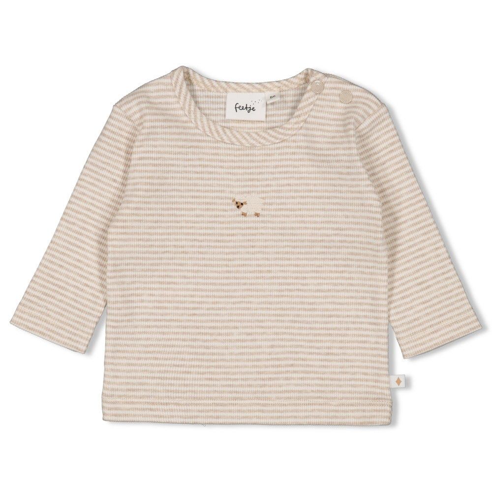 Feetje Longsleeve rib met streep - Sleepy Sheepy Taupe melange