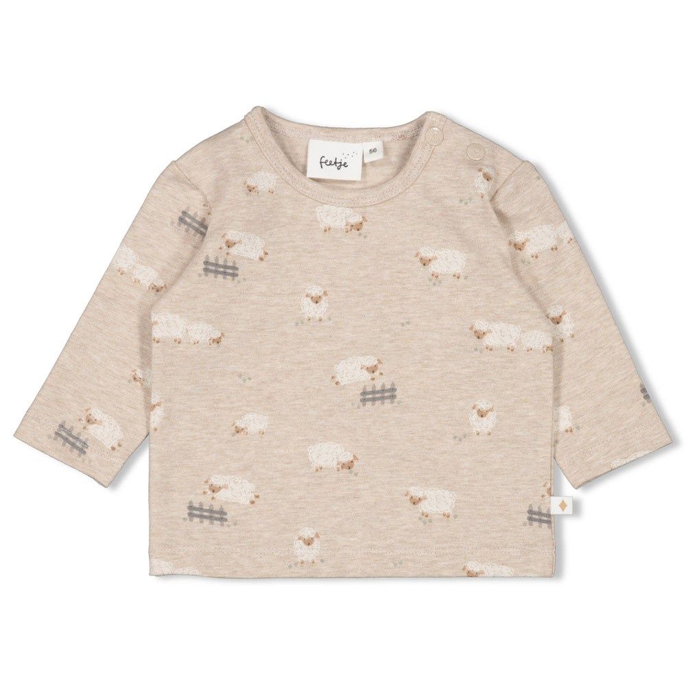 Feetje Longsleeve AOP - Sleepy Sheepy Taupe melange