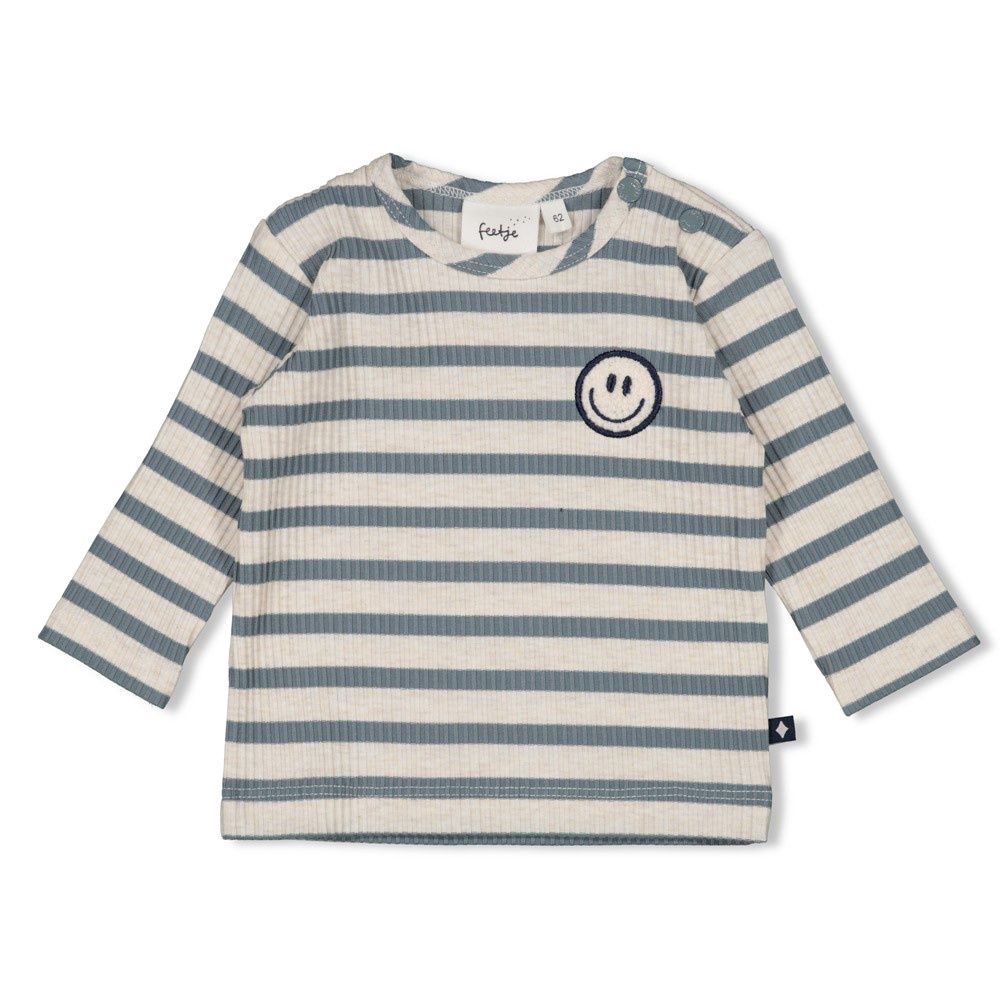 Feetje Longsleeve rib met streep -  Let&#39;s Go! Petrol