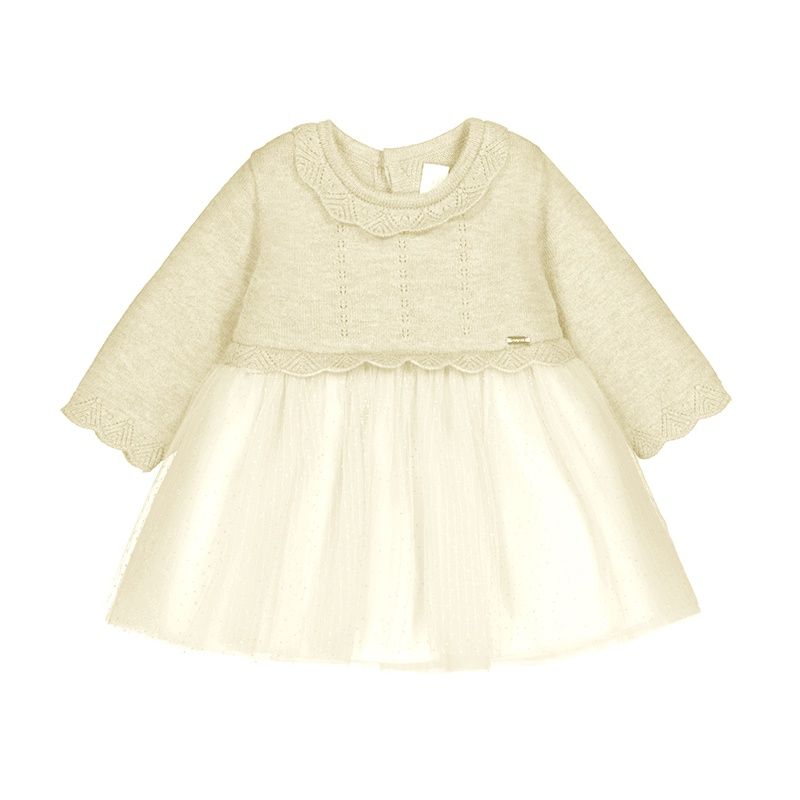 Mayoral Tricot/tull dress             Natural    2815