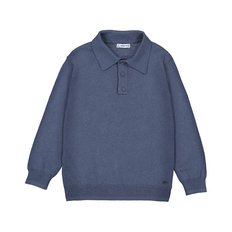 Mayoral L/s knit polo                 H. Steel   4122