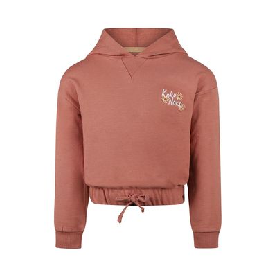 Koko Noko Sweater dropped shoulder with hood  Dark old pink O56992-37