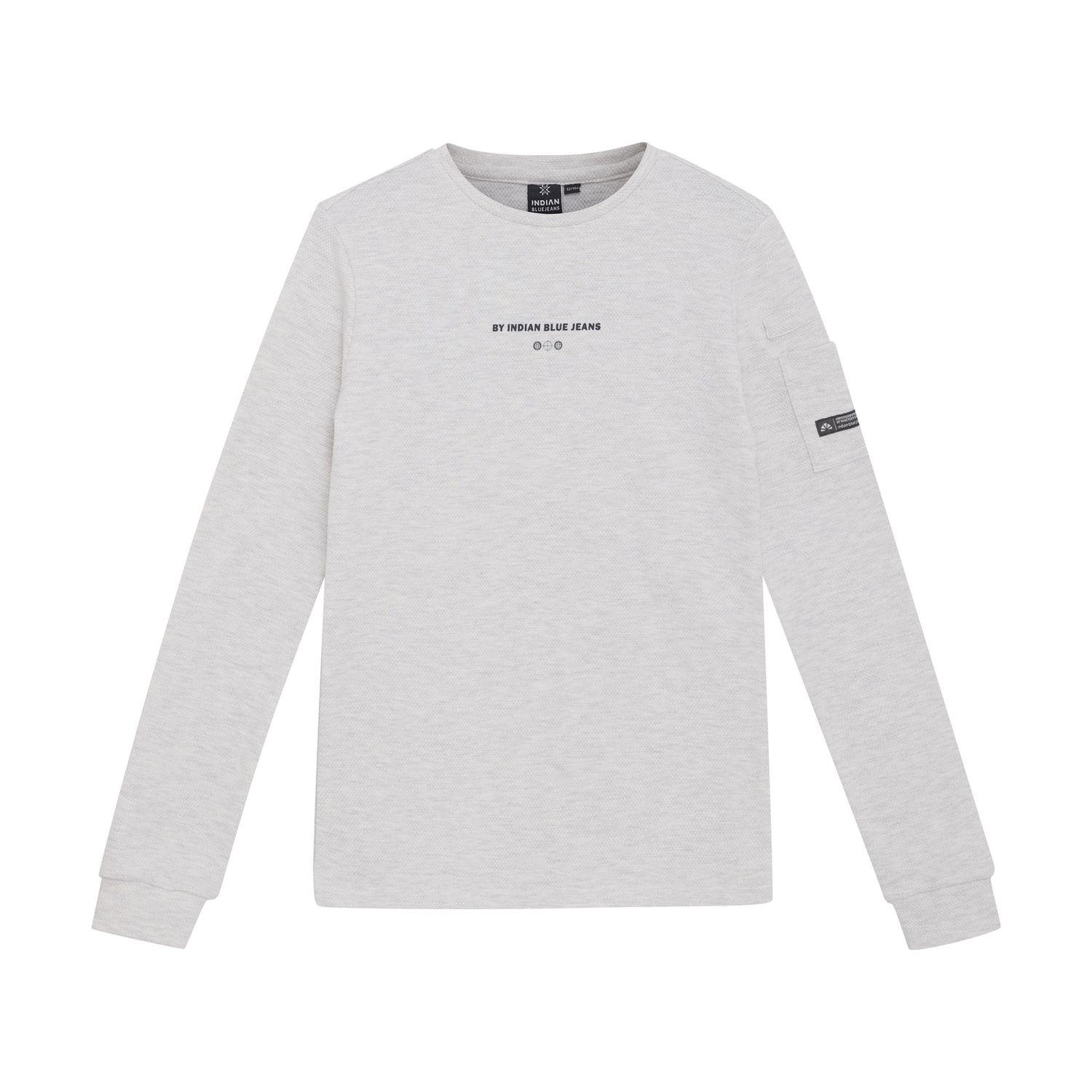 Indian Blue Jeans T-Shirt Longsleeve Sleeve Pkt Light Grey Melange 960420