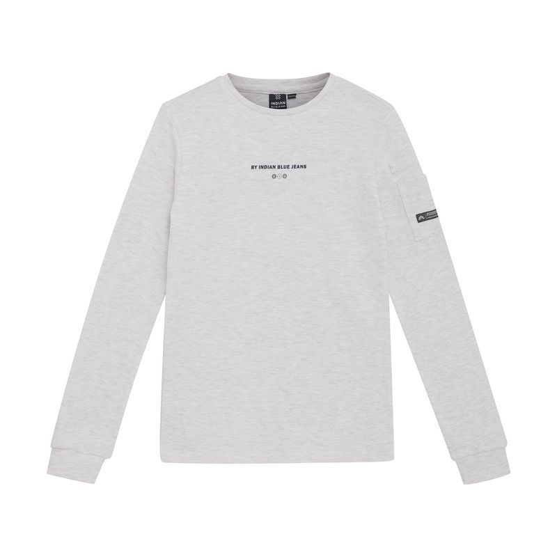 Indian Blue Jeans T-Shirt Longsleeve Sleeve Pkt Light Grey Melange 960420