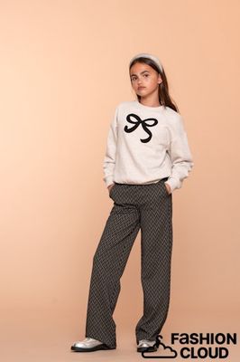 Geisha Pants jacquard wide leg  000999 - black/off-white