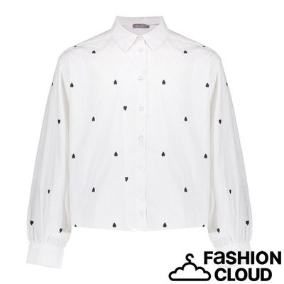 Geisha Blouse hearts  000000 - white/black