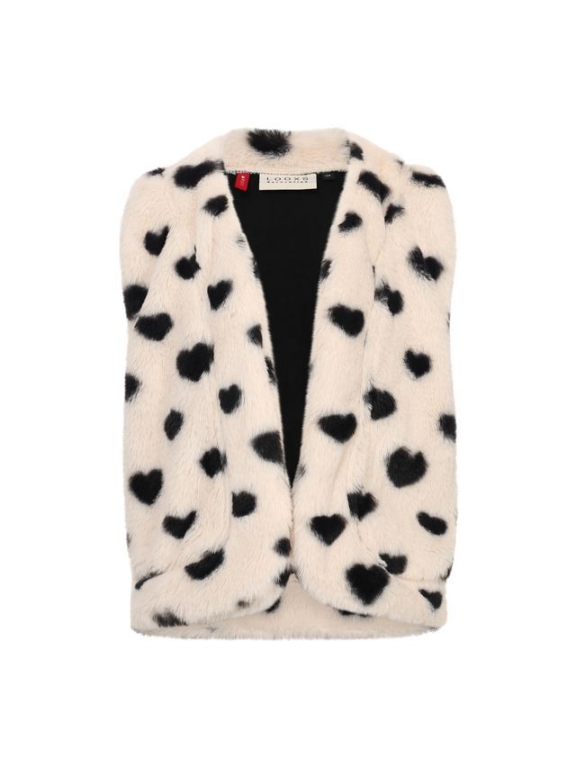 LOOXS Little Little heart fur gilet Dove white