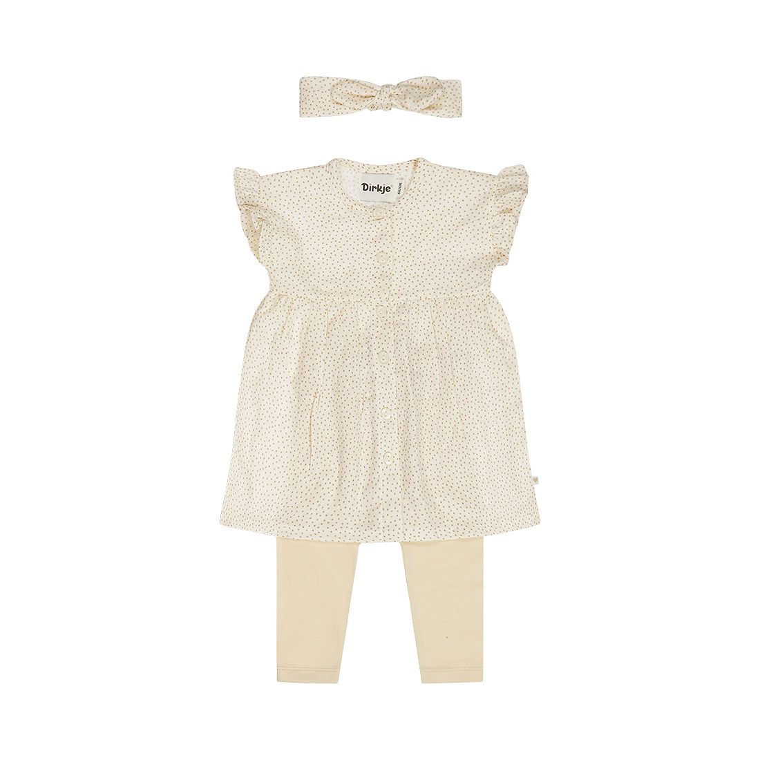 Dirkje 3 pc set, Dress ss, Leggings, Headband Wit N58342-35