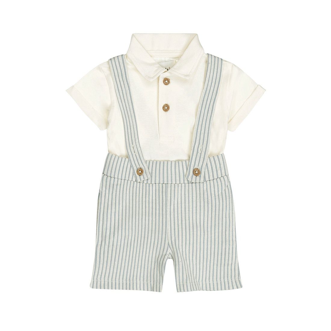 Dirkje 2 pc set, Polo shirt, Shorts, suspenders Blauw N58556-35