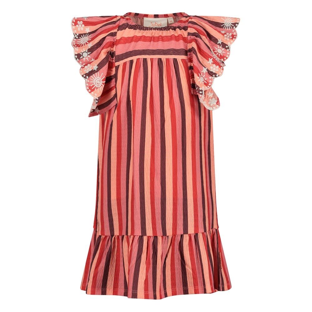 Jubel Jurk streep seersucker - Salsa Sunset Zalm