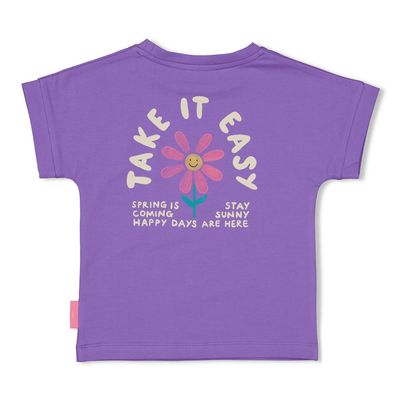 Jubel T-shirt met backprint - Rolling in to Spring Paars