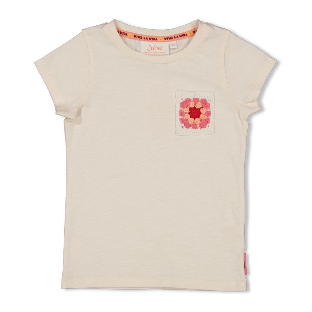 Jubel T-shirt met crochet zakje - Salsa Sunset Offwhite