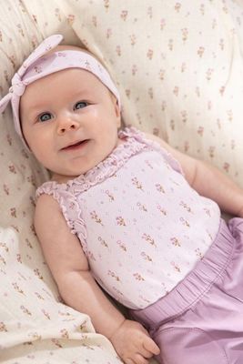 Feetje Haarband pointelle rib AOP - Flower Ranch Lila