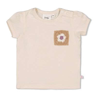 Feetje T-shirt met crochet zakje - Flower Ranch Offwhite