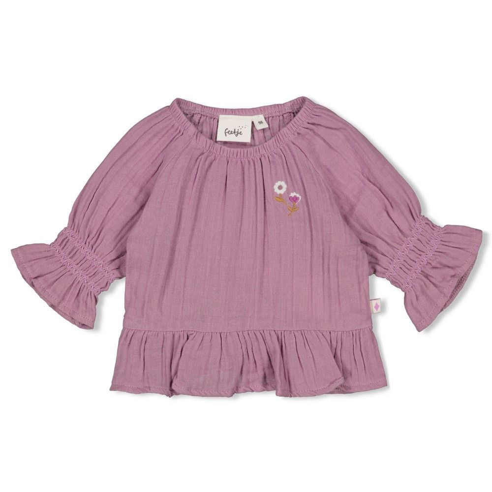 Feetje Longsleeve ruches mousseline - Flower Ranch Violet