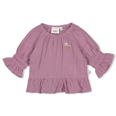 Feetje Longsleeve ruches mousseline - Flower Ranch Violet