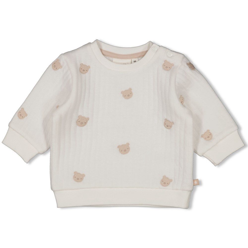Feetje Sweater AO embroidery - Honey Bear Offwhite
